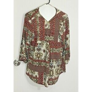 Womens Naif Anthropology 2X Blouse Top Peasant Boho 3/4 Sleeve